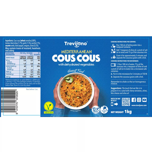 Trevijano Mediterranean Cous Cous with Vegetables - 1kg