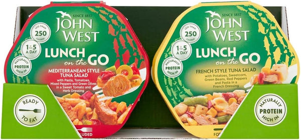 John West Lunch On The Go, 6 x 220g, Ready to Eat Tuna Fish Salad Meal Pack